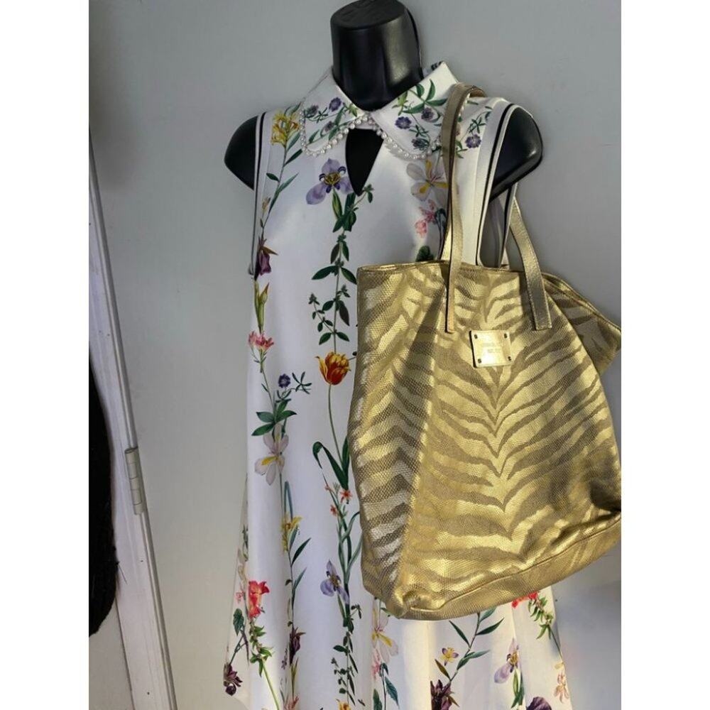 MICHAEL KORS Gold Tan Large Inter Woven Tote Bag - Picture 9 of 16